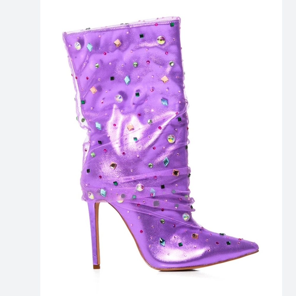Azalea Wang Embellished Heeled Boots - Picture 1 of 7